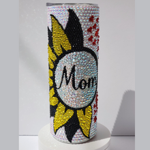 Load image into Gallery viewer, Rhinestone Sunflower with Hearts Mom Tumbler
